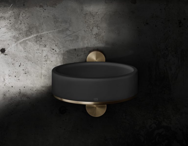 Luxusní černá mýdlenka na zeď z černé keramiky a zlatého kovu